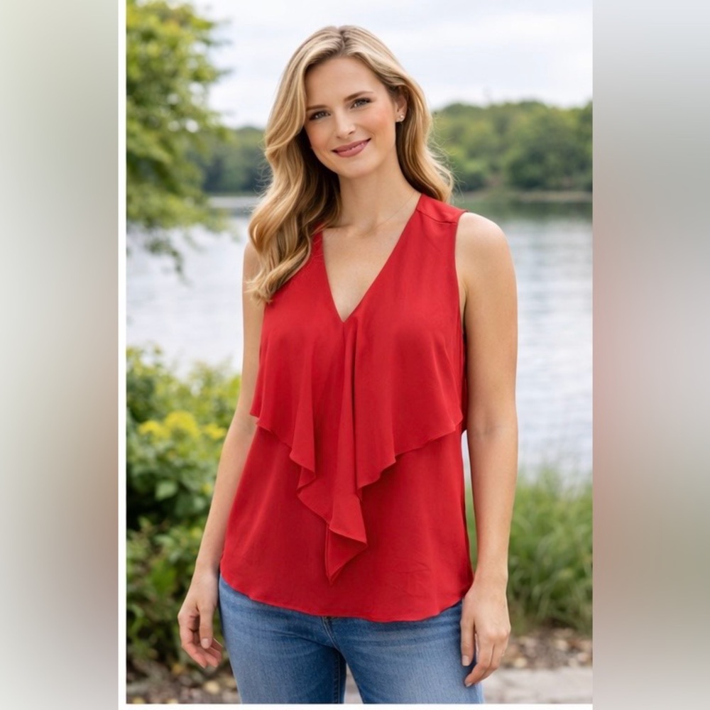 Banana Republic Vibrant Red Sleeveless Blouse